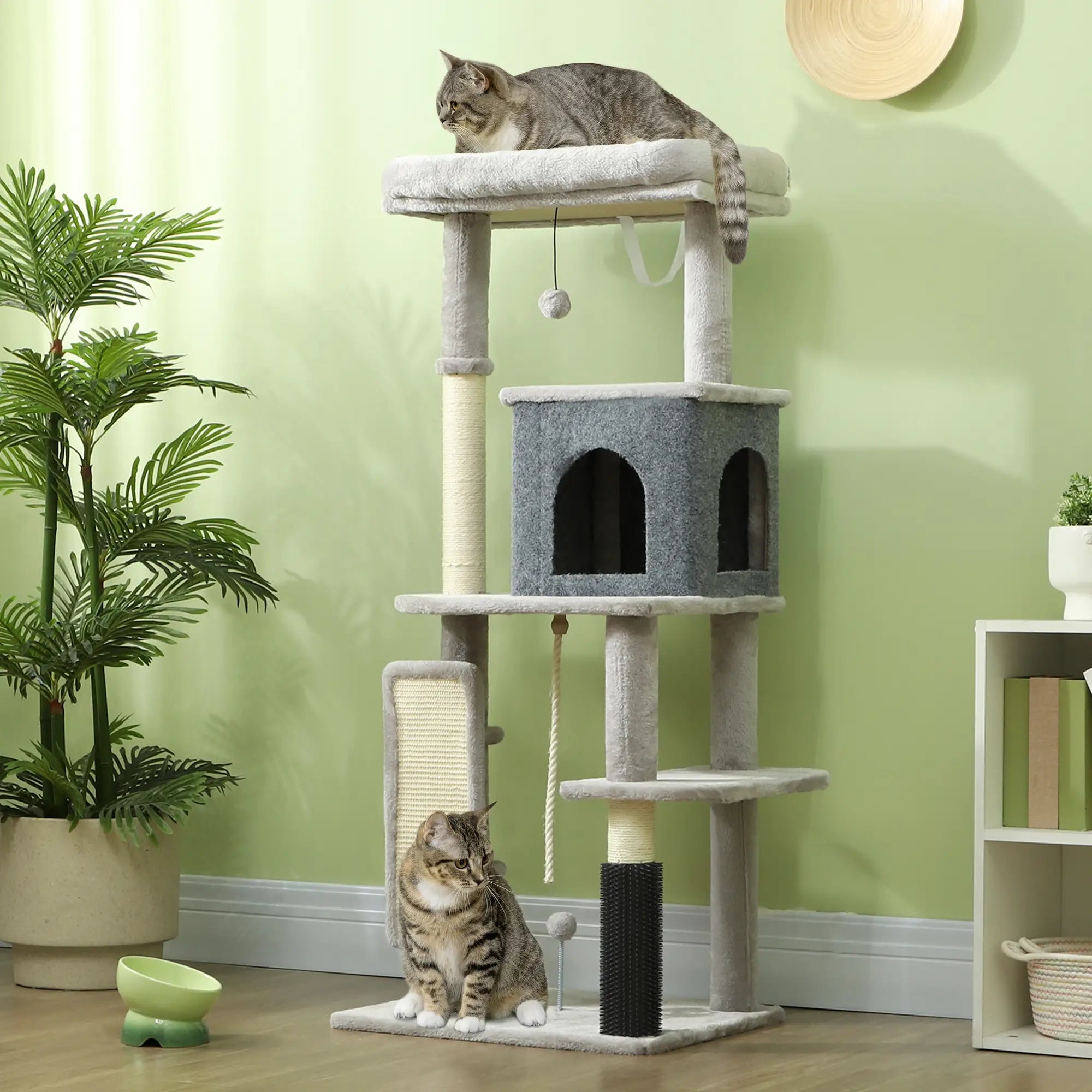 52 Inch Cat Tree, Scratching Posts, Bed, Condo, Grooming Brush Cat Trees at Gallery Canada