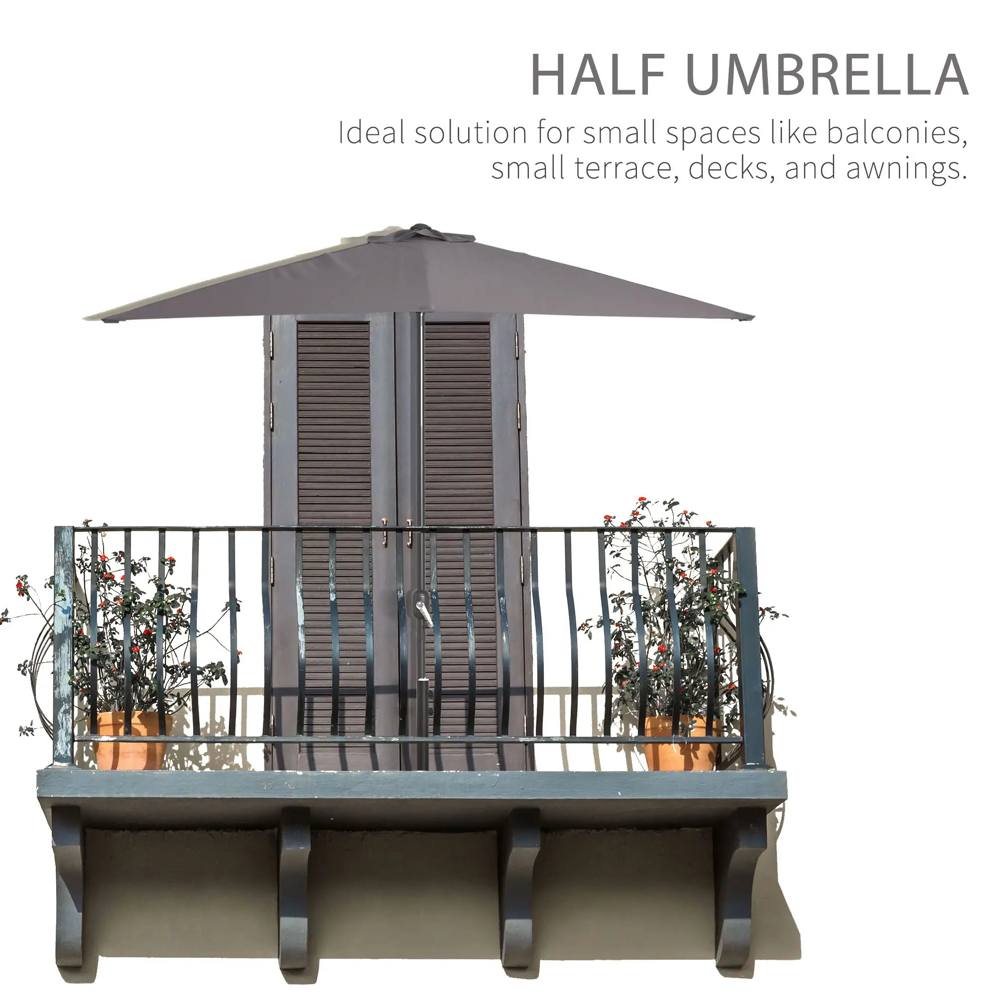 8ft Half Round Umbrella, Outdoor Patio Sun Shade, 5 Ribs Sun Umbrellas at Gallery Canada