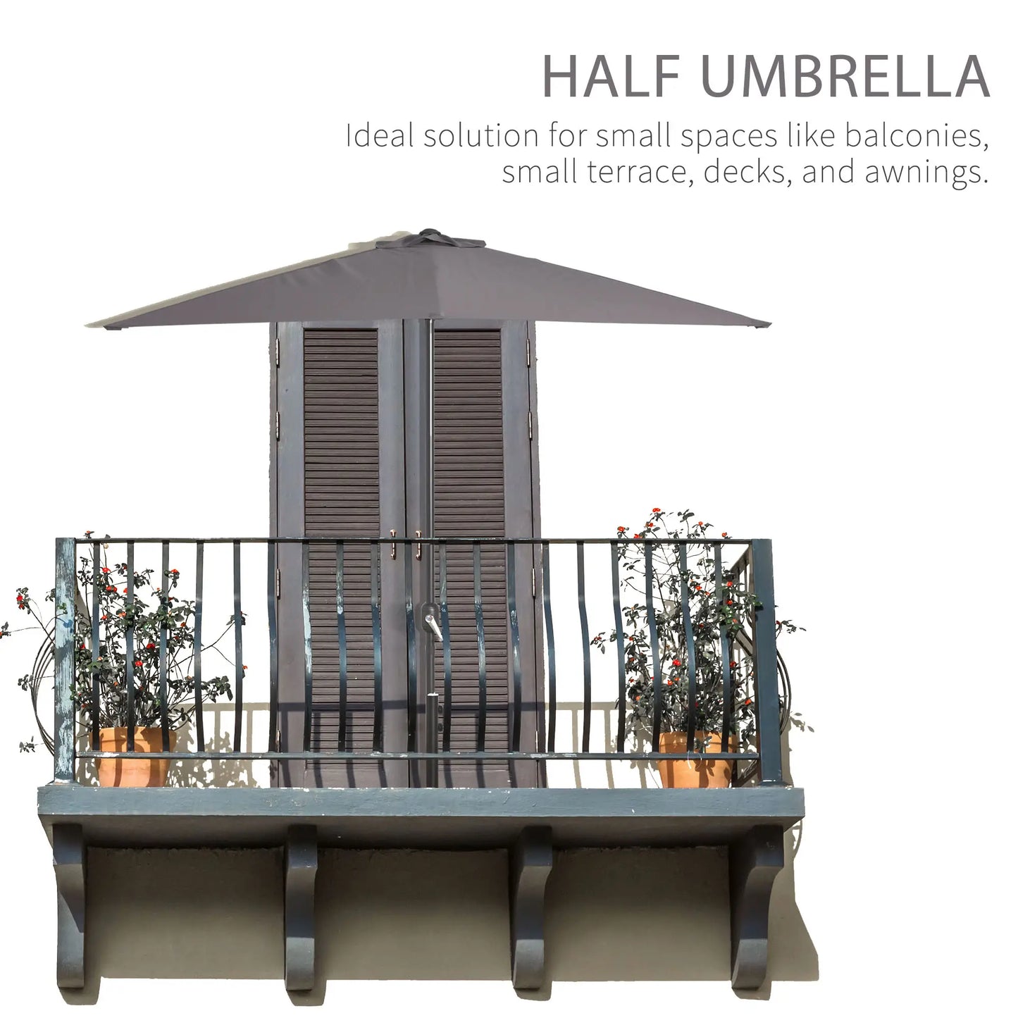 8ft Half Round Umbrella, Outdoor Patio Sun Shade, 5 Ribs Sun Umbrellas at Gallery Canada