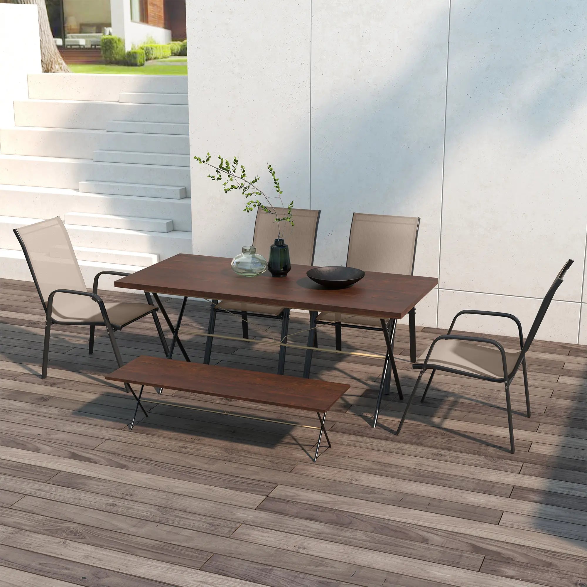 Outdoor Dining Chairs Set of 4, Heavy Duty Stackable, Grey Patio Chairs at Gallery Canada
