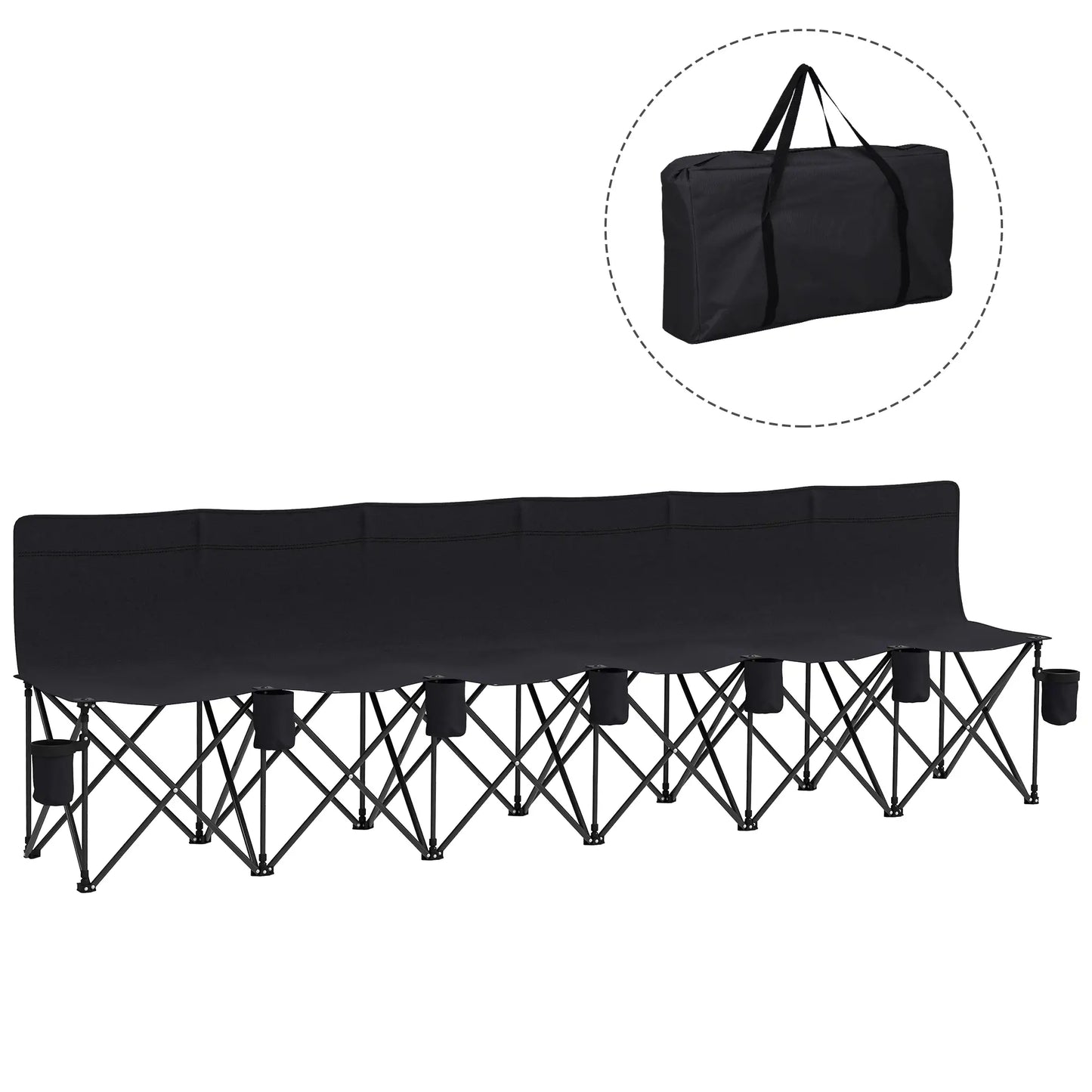6 Seat Folding Camping Chair, Cup Holder, Carrying Case, Black Picnic Tables & Camping Chairs Black at Gallery Canada