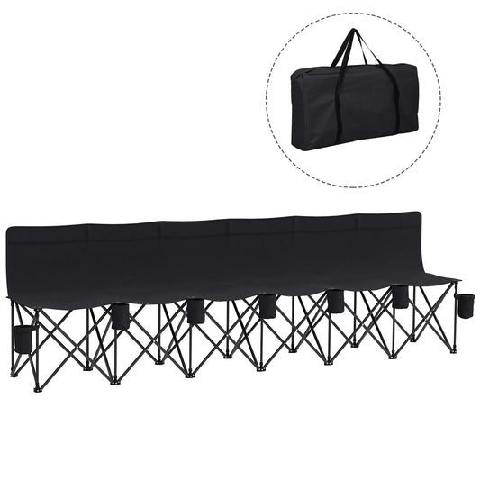 6 Seat Folding Camping Chair, Cup Holder, Carrying Case, Black Picnic Tables & Camping Chairs Black at Gallery Canada