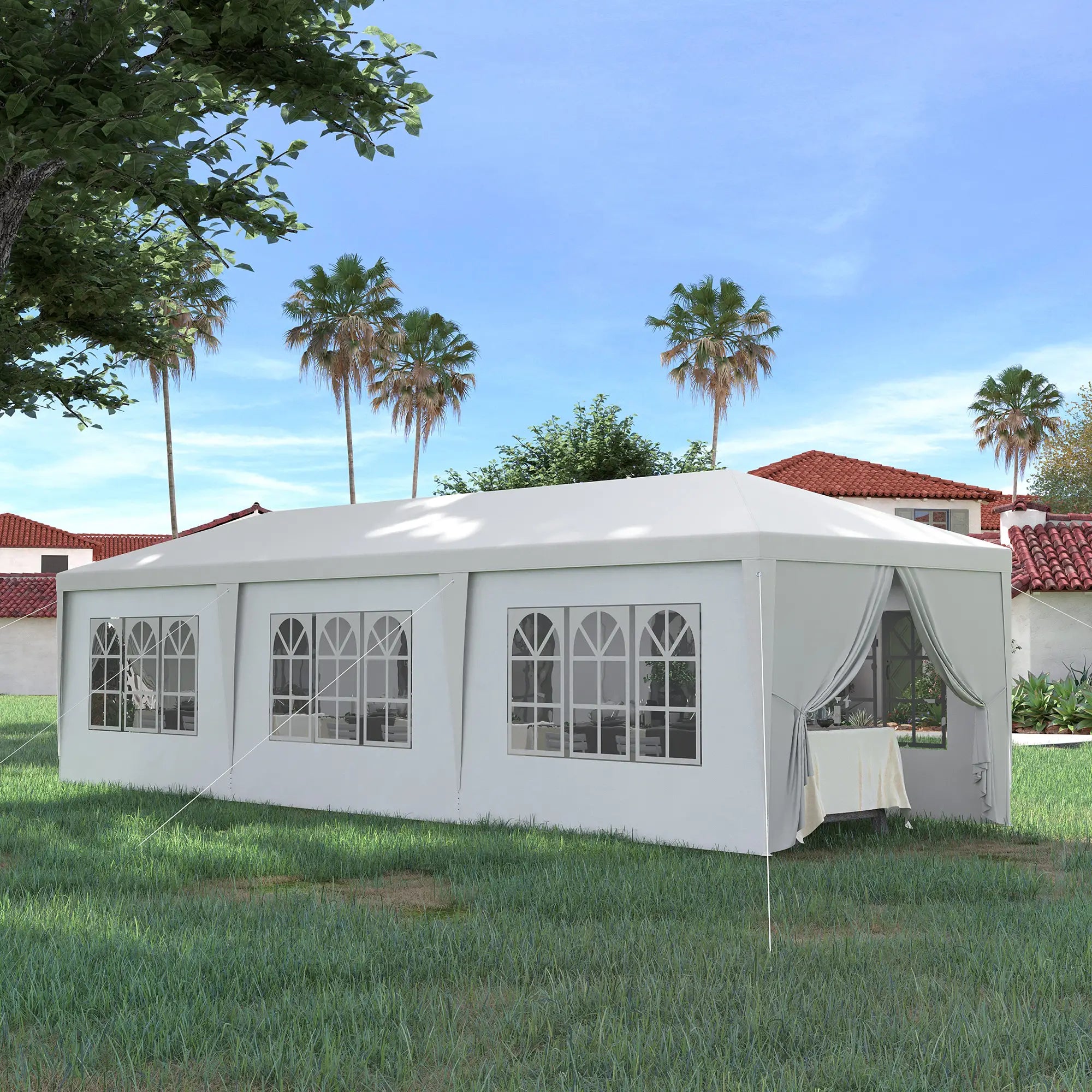 10' x 28' Party Gazebo Tent, Portable Wedding Canopy, Outdoor Sunshade with Sidewalls, White Canopy Tents at Gallery Canada