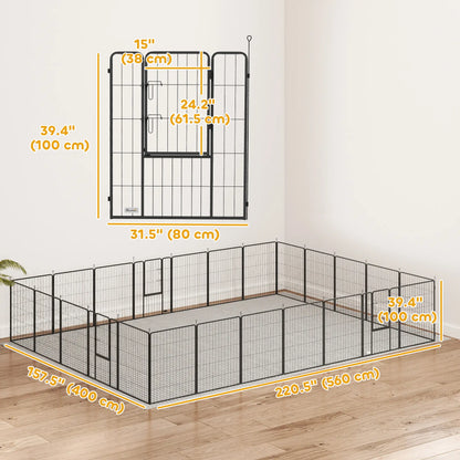 24 Panels 39" Height Heavy Duty Dog Playpen for Small Medium Large Dogs, Black Houses, Kennels & Pens at Gallery Canada