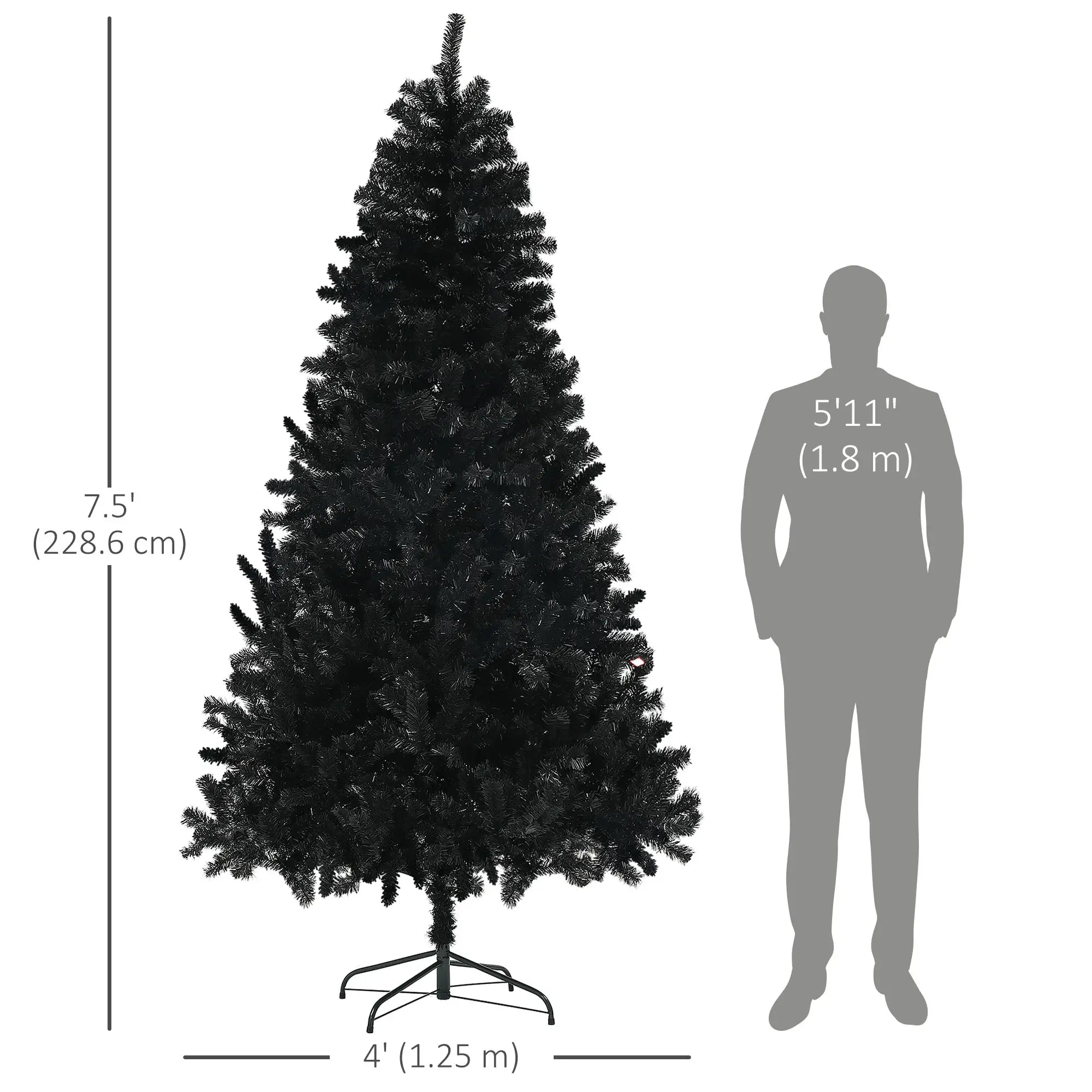 7.5ft Artificial Christmas Tree, Auto Open, Steel Base, Black Artificial Christmas Trees at Gallery Canada