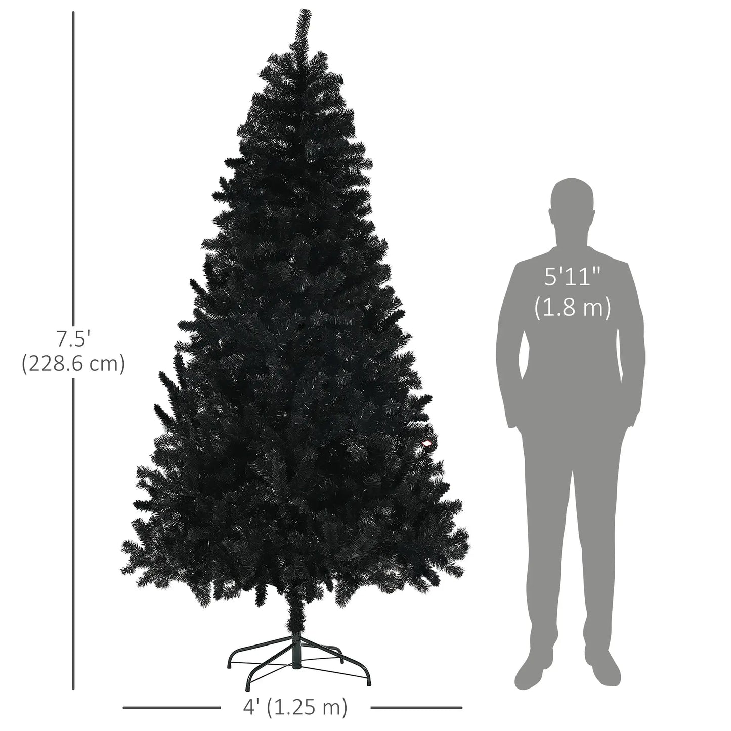 7.5ft Artificial Christmas Tree, Auto Open, Steel Base, Black Artificial Christmas Trees at Gallery Canada
