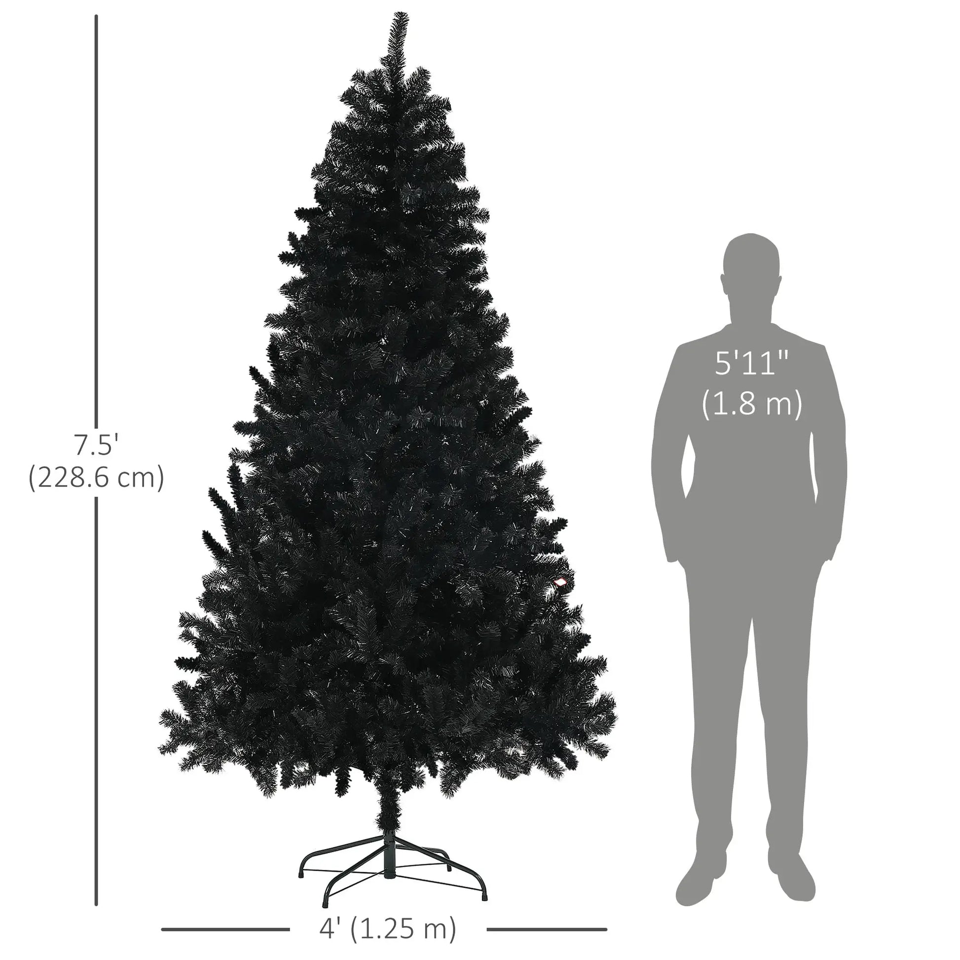 7.5ft Artificial Christmas Tree, Auto Open, Steel Base, Black Artificial Christmas Trees at Gallery Canada