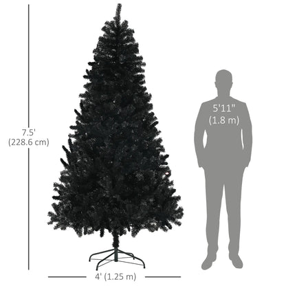 7.5ft Artificial Christmas Tree, Auto Open, Steel Base, Black Artificial Christmas Trees at Gallery Canada