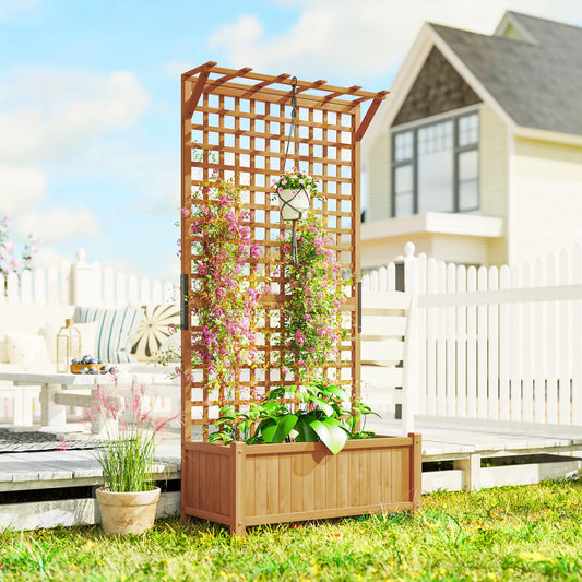 Wood Planter with Trellis, Raised Garden Bed, Privacy Screen, Yellow Wooden Planter Boxes Yellow at Gallery Canada