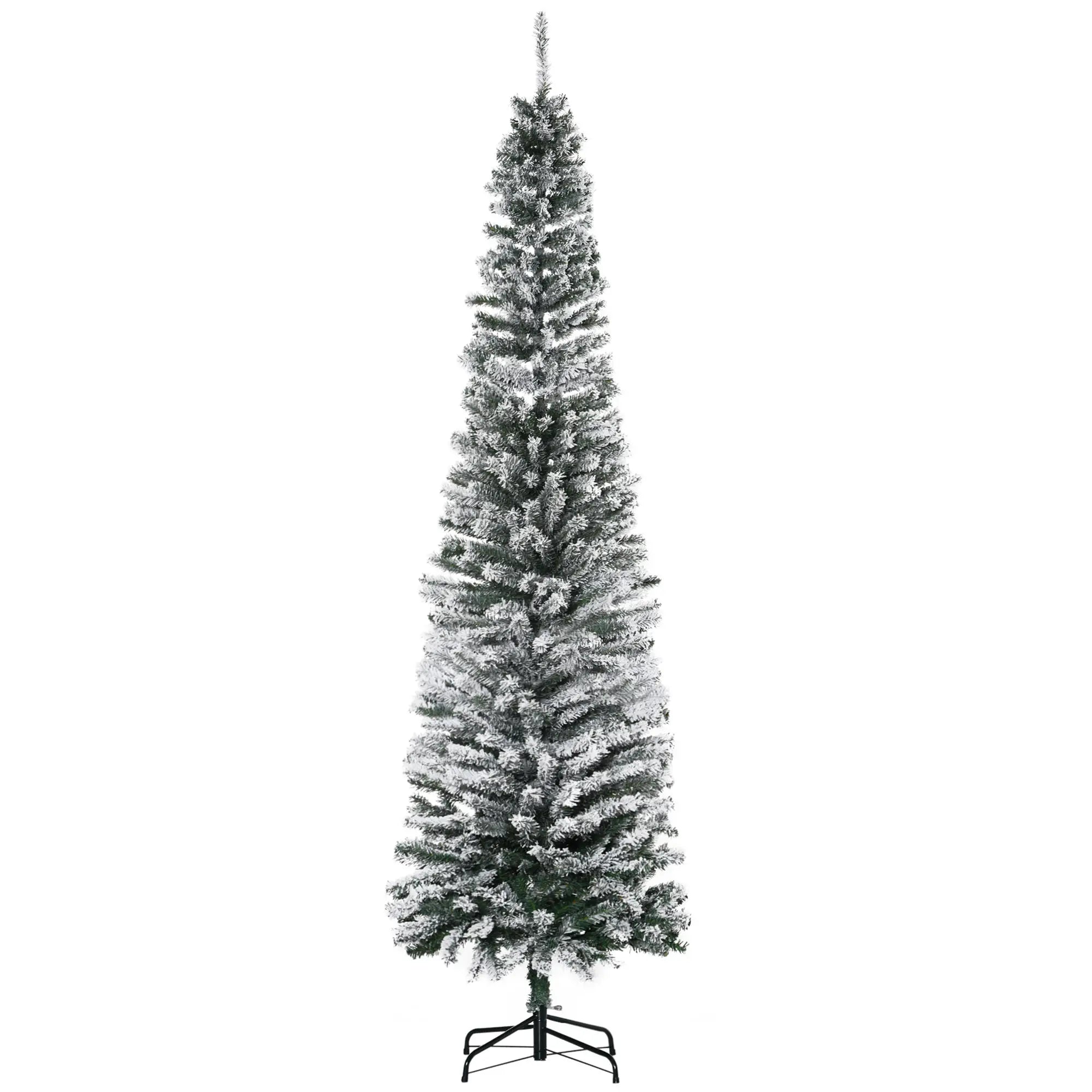 7.5ft Flocked Pencil Christmas Tree, Realistic Tips, Green Pencil Christmas Trees Green at Gallery Canada