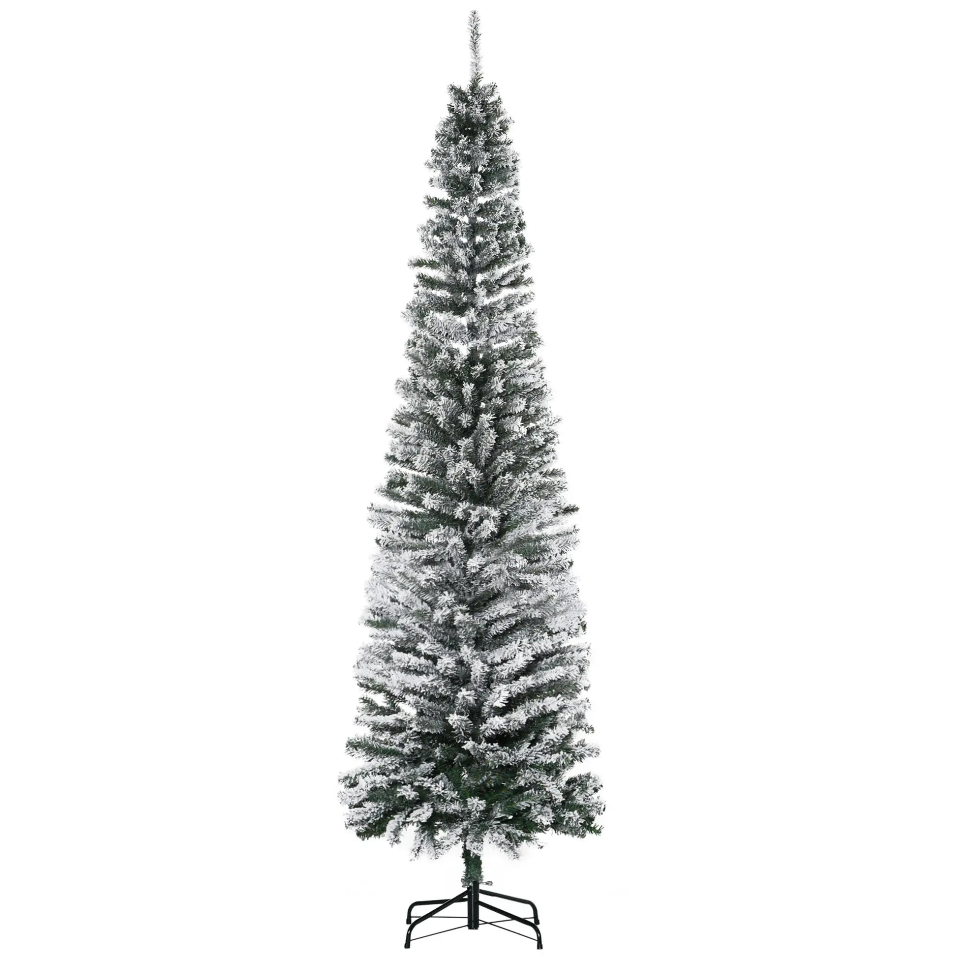 7.5ft Flocked Pencil Christmas Tree, Realistic Tips, Green Pencil Christmas Trees Green at Gallery Canada