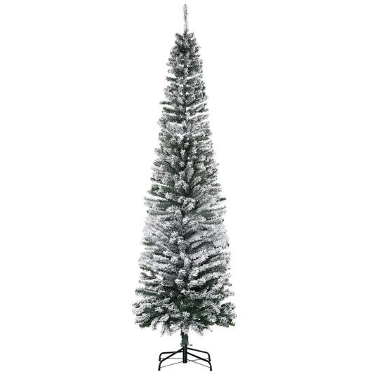 7.5ft Flocked Pencil Christmas Tree, Realistic Tips, Green Pencil Christmas Trees Green at Gallery Canada