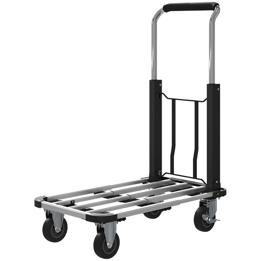 Diable pliable 330 lbs, chariot de manutention lourd, dolly, argent et noir