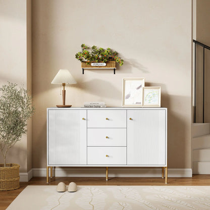 Buffet Cabinet, Modern Sideboard with 3 Drawers and 2 Shelves, White Storage Cabinets at Gallery Canada
