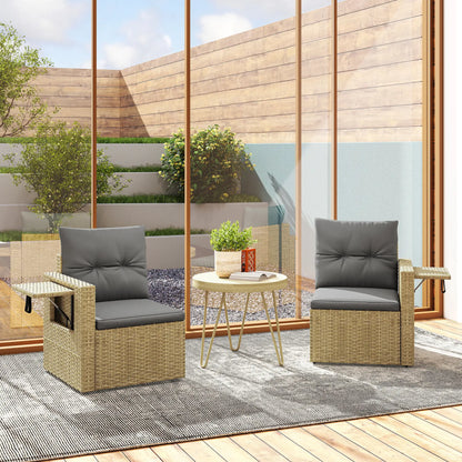 Wicker Outdoor Sofa With Side Trays, With Cushions, Light Grey Patio Furniture Sets at Gallery Canada
