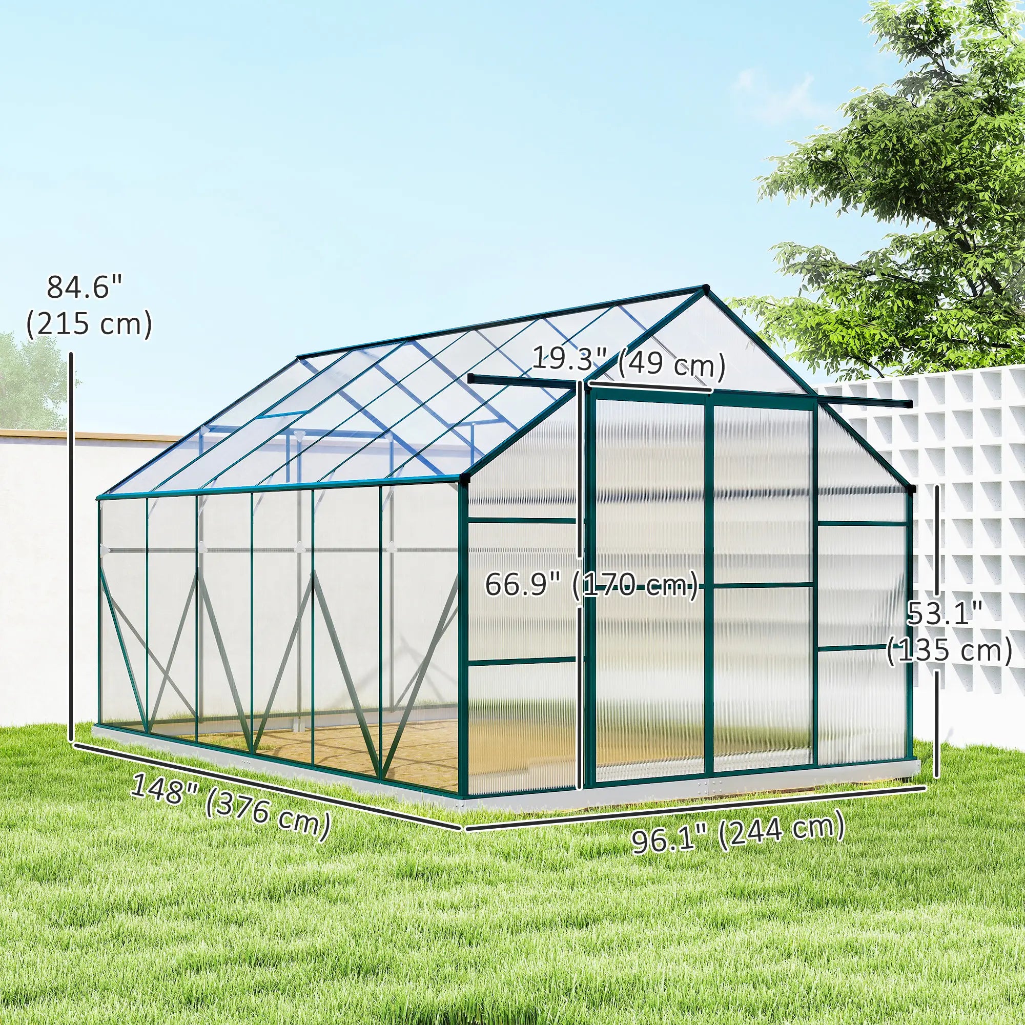 Aluminum Greenhouse Polycarbonate, 8 X 12 Ft, Green Walk In Greenhouses at Gallery Canada