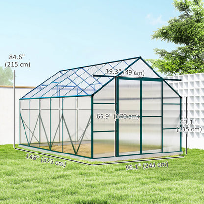 Aluminum Greenhouse Polycarbonate, 8 X 12 Ft, Green Walk In Greenhouses at Gallery Canada
