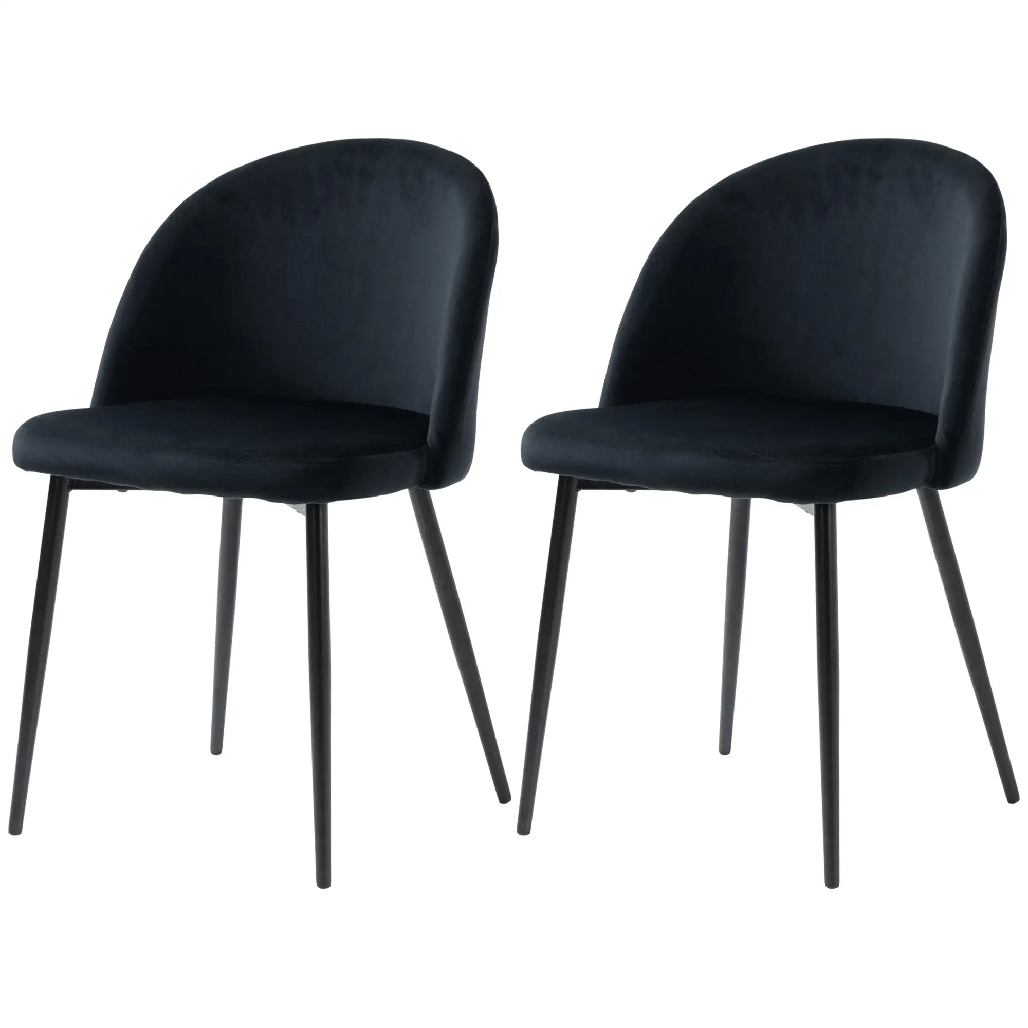 Set of 2 Mid-Back Dining Chairs, Velvet Upholstery, Black Bar Stools at Gallery Canada
