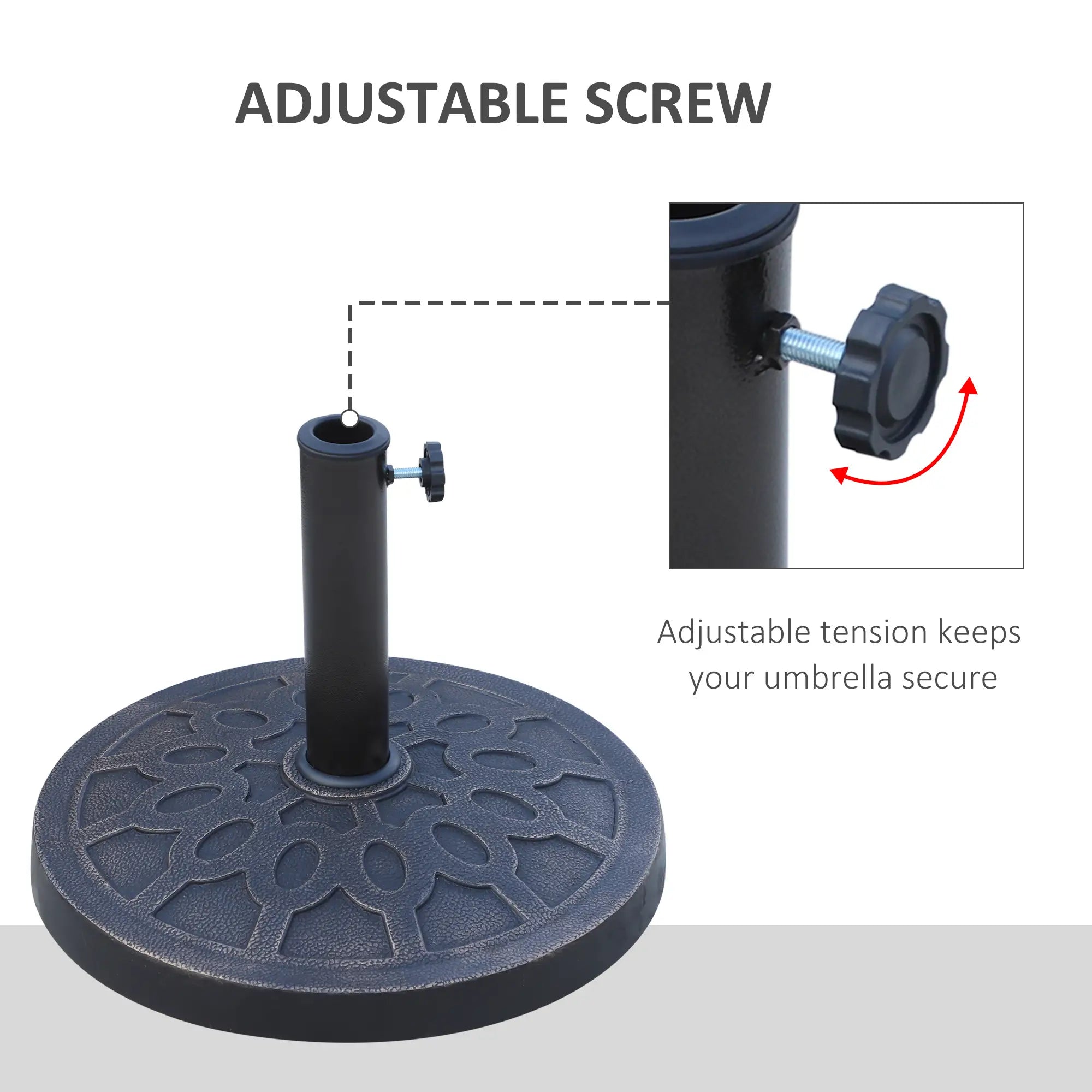 Resin Round Patio Umbrella Stand Base, Coated Pole, Bronze Umbrella Bases at Gallery Canada