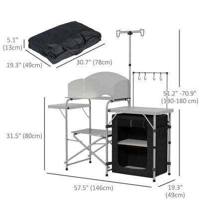 Camping Kitchen Table, Aluminum Folding with Storage, Silver Picnic Tables & Camping Chairs at Gallery Canada