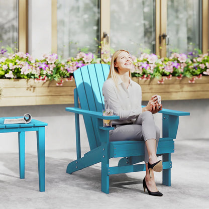 Classic Adirondack Chair, Garden Deck Chair with Cup Holder, Turquoise Patio Chairs at Gallery Canada
