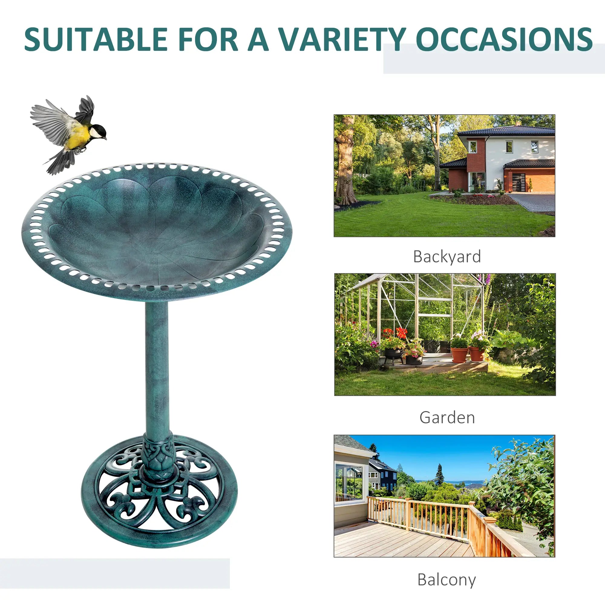 27'' Outdoor Resin Bird Bath, Fleur De Lis Pattern, Time-Worn Finish Garden Decor at Gallery Canada