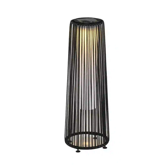 Wicker Solar Floor Lamp, Auto On/Off LED, IP44, Black Solar Post Lamps Black at Gallery Canada