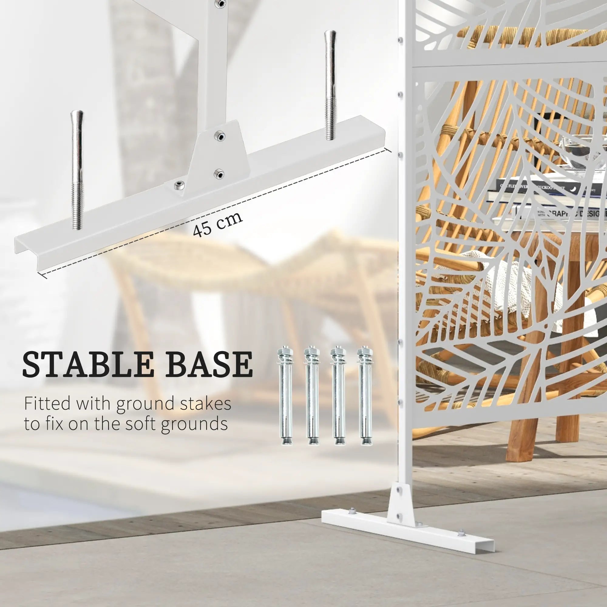 6.5FT Metal Privacy Screen, Large Leaf Style, White Side Awnings at Gallery Canada