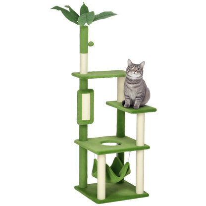 56" Cat Tree for Large Cats, Hammock, Scratching Post, Platforms, Play Ball, Green Cat Towers at Gallery Canada