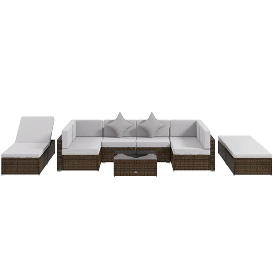 9-Piece Wicker Patio Set with Cushion, Light Grey Patio Furniture Sets Espresso Rattan, Light Grey Cushion, Red Pillow at Gallery Canada
