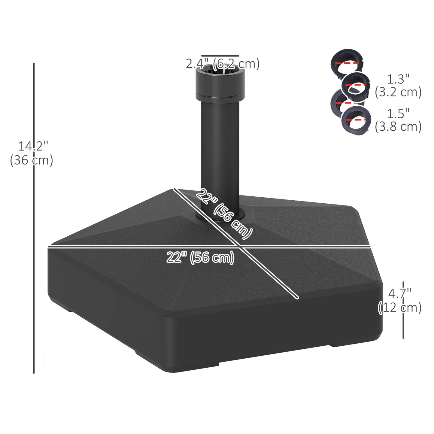 Heavy Duty Outdoor Umbrella Stand Base, Black Umbrella Bases at Gallery Canada