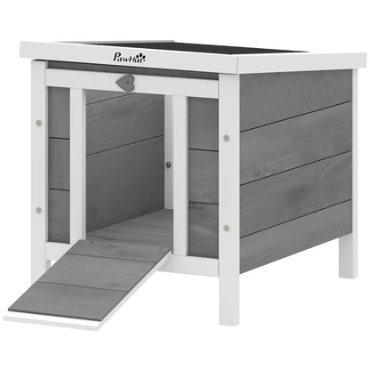 Wooden Rabbit Hutch, Bunny Cage, Outdoor Cat House, 20"x16.5"x17", Grey Rabbit Hutch at Gallery Canada