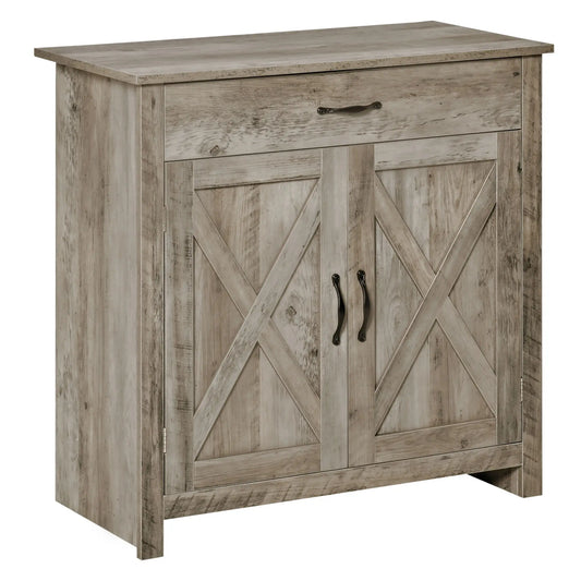 Farmhouse Sideboard Buffet, Storage Cabinet with Barn Doors, Ash Grey Bar Cabinets Ash Grey at Gallery Canada