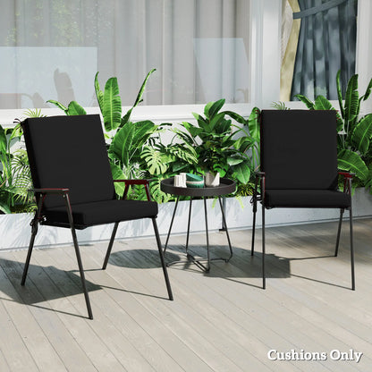 Outdoor Cushions Set of 2, Dining Chair Seat Cushions with Back, Fade-Resistant, Black Patio Chair Cushions at Gallery Canada