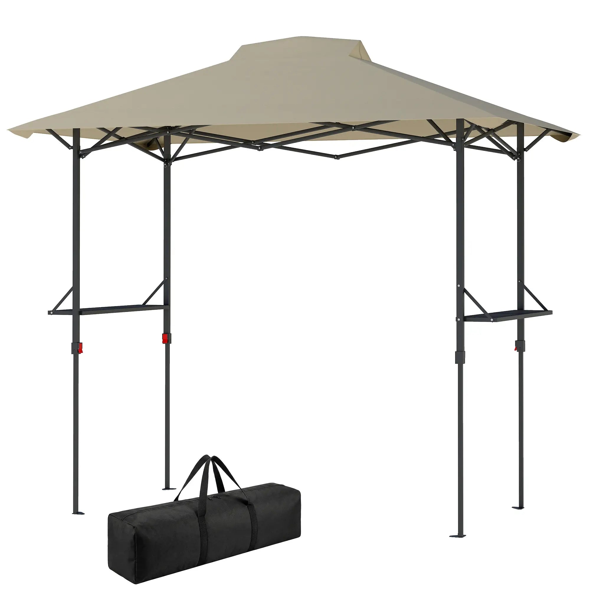 5 x 8.5 ft Pop Up Grill Gazebo, 2 Shelves, UPF 50+ Canopy, Khaki Pop Up Canopies Khaki at Gallery Canada