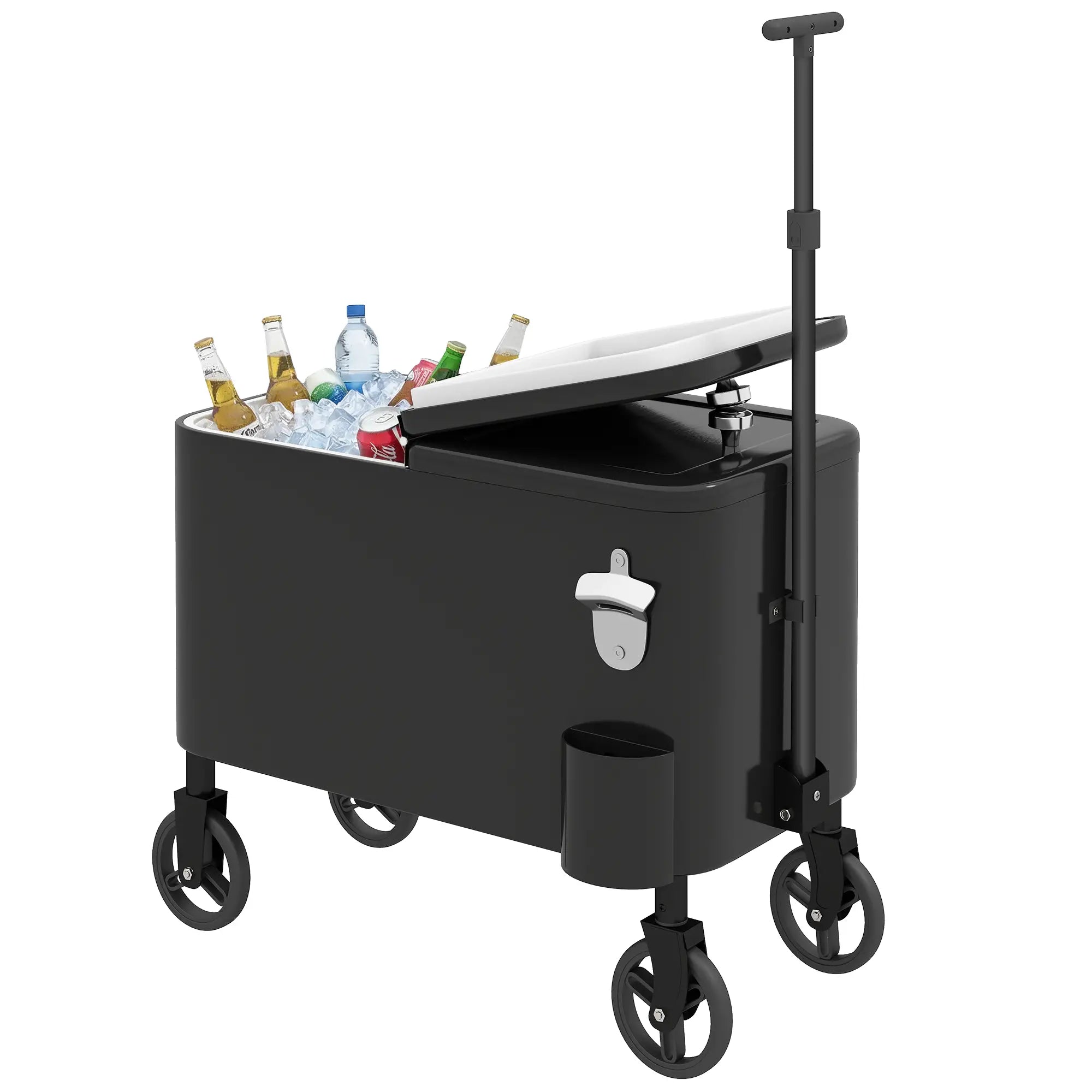 60-Qt Outdoor Patio Cooler Cart, Rolling Ice Chest, Black Cooler Boxes Black at Gallery Canada
