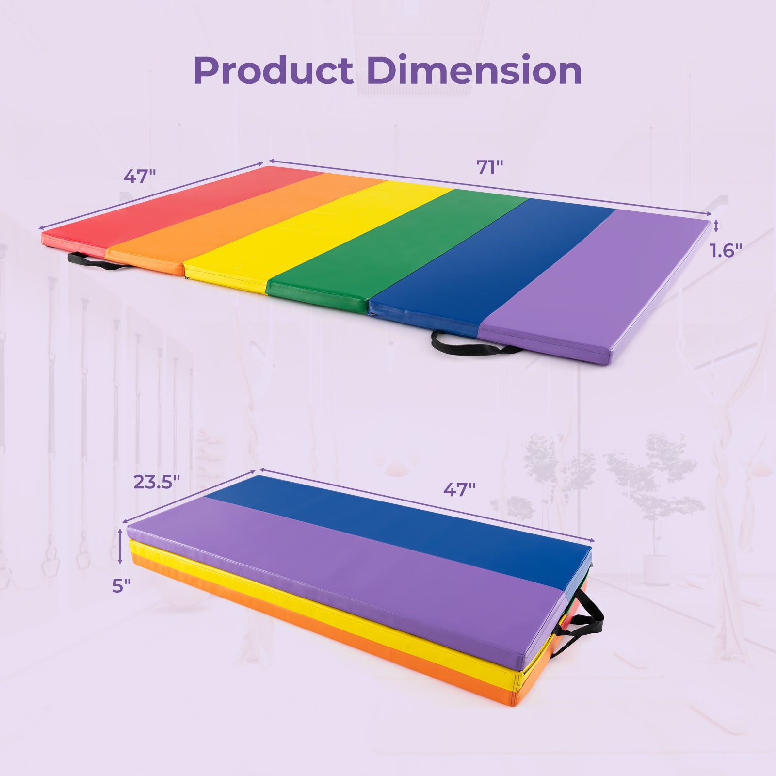 PU Leather Tri-Folding Gymnastics Tumbling Mat with Carrying Handles for Kids, Multicolor Yoga & Gym Mats at Gallery Canada