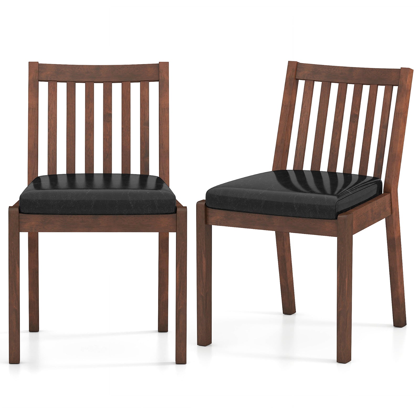 PU Leather Upholstered Dining Chair with Padded Seat Set of 2, Espresso Dining Chairs Espresso at Gallery Canada