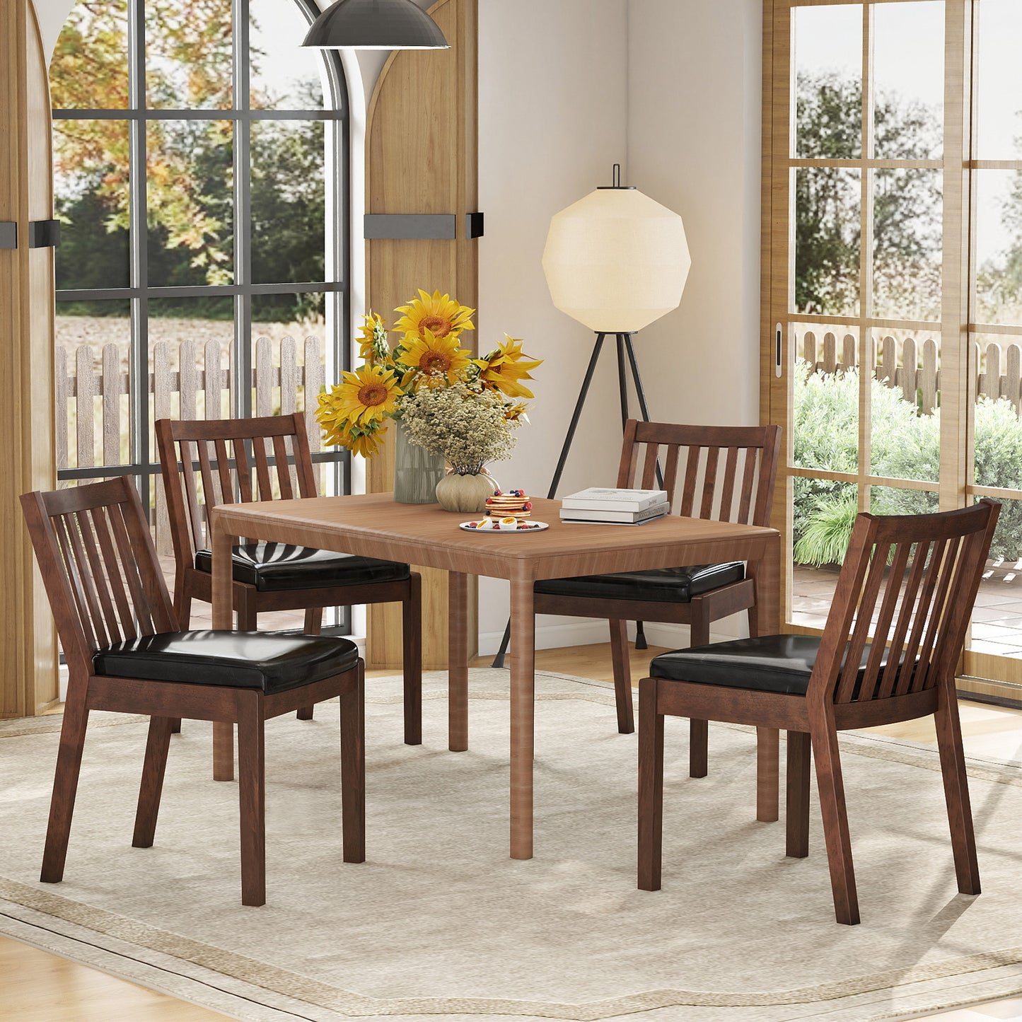 PU Leather Upholstered Dining Chair with Padded Seat Set of 4, Espresso Dining Chairs at Gallery Canada