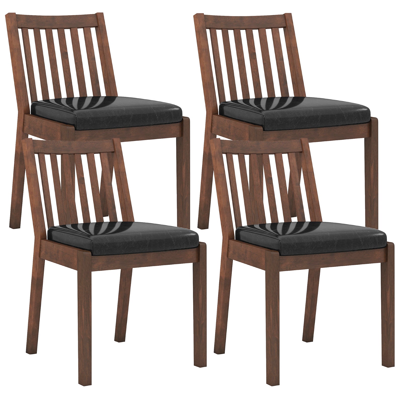 PU Leather Upholstered Dining Chair with Padded Seat Set of 4, Espresso Dining Chairs Espresso at Gallery Canada
