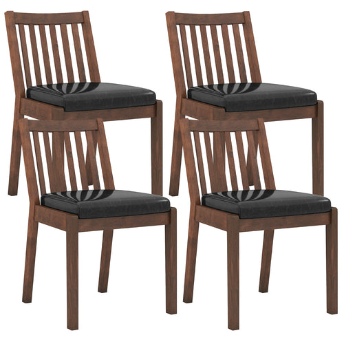 PU Leather Upholstered Dining Chair with Padded Seat Set of 4, Espresso