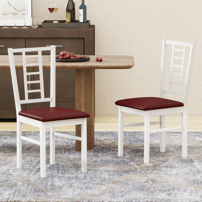 PU Leather Upholstered Wood Dining Chairs Set of 2, White Dining Chairs at Gallery Canada