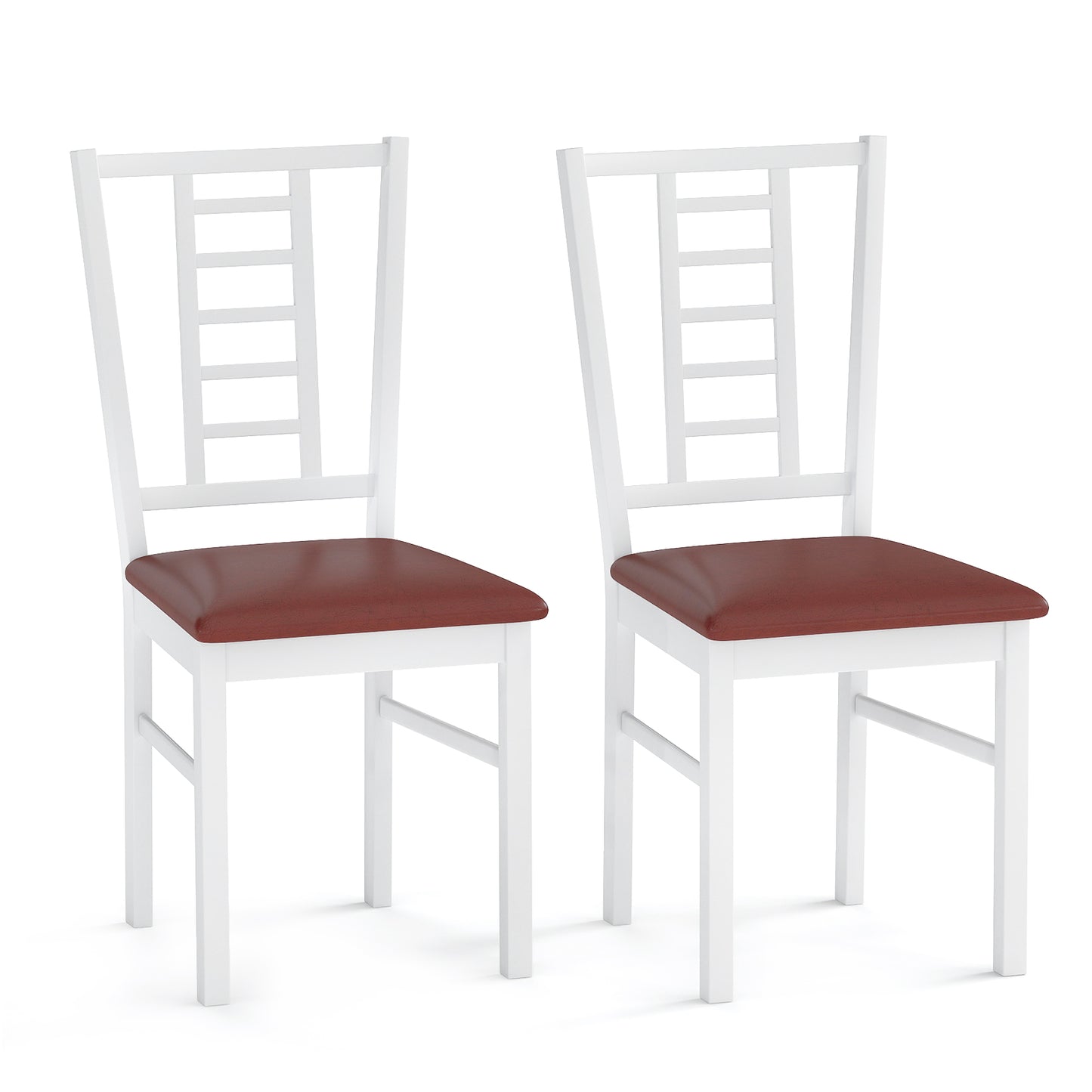 PU Leather Upholstered Wood Dining Chairs Set of 2, White Dining Chairs White at Gallery Canada