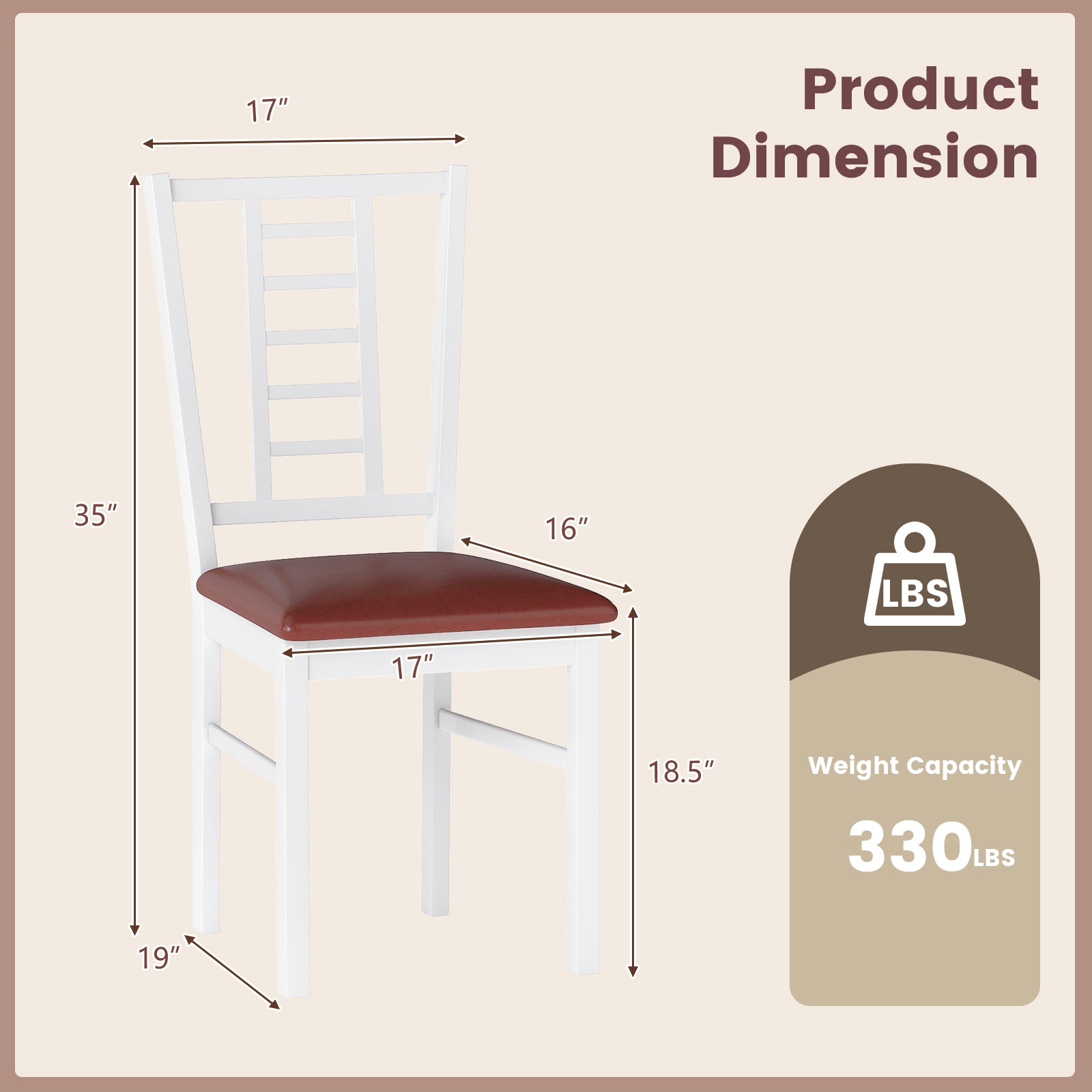 PU Leather Upholstered Wood Dining Chairs Set of 2, White Dining Chairs at Gallery Canada