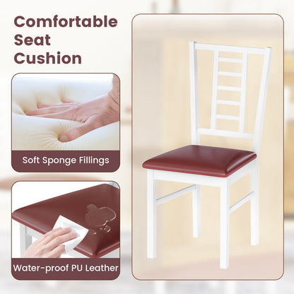 PU Leather Upholstered Wood Dining Chairs Set of 2, White Dining Chairs at Gallery Canada