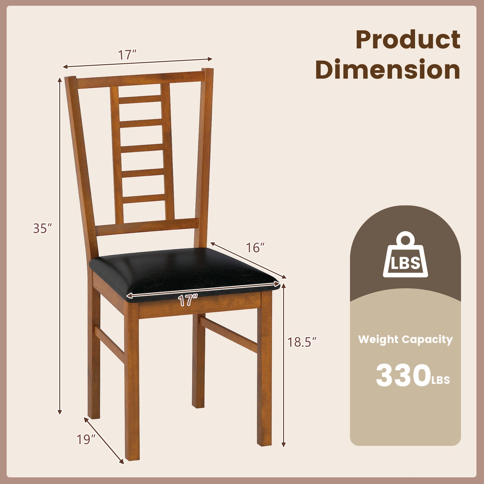 PU Leather Upholstered Wood Dining Chairs Set of 4, Walnut Dining Chairs at Gallery Canada