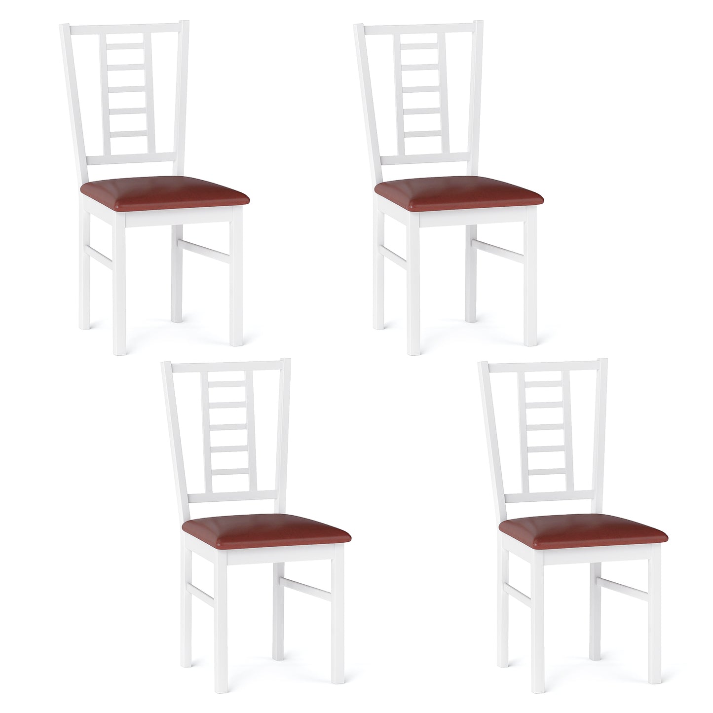 PU Leather Upholstered Wood Dining Chairs Set of 4, White Dining Chairs White at Gallery Canada