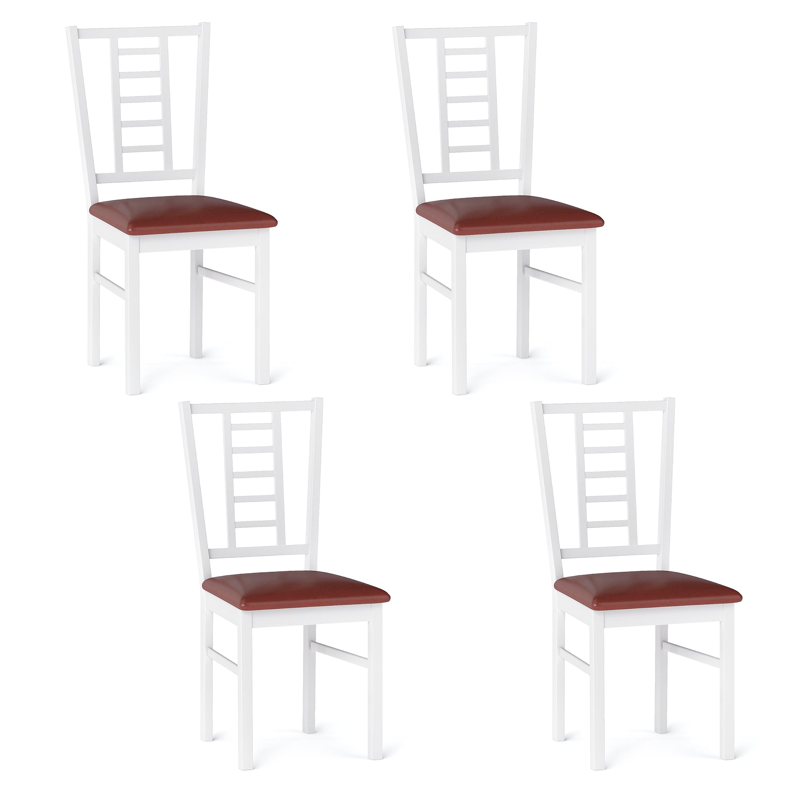 PU Leather Upholstered Wood Dining Chairs Set of 4, White Dining Chairs White at Gallery Canada