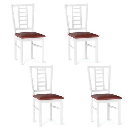 PU Leather Upholstered Wood Dining Chairs Set of 4, White Dining Chairs White at Gallery Canada