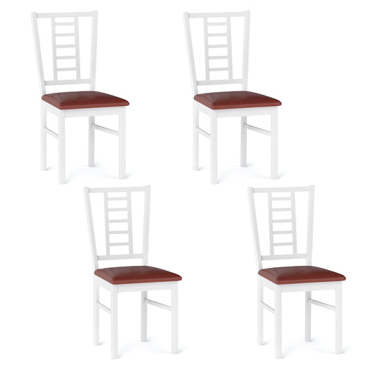 PU Leather Upholstered Wood Dining Chairs Set of 4, White Dining Chairs White at Gallery Canada